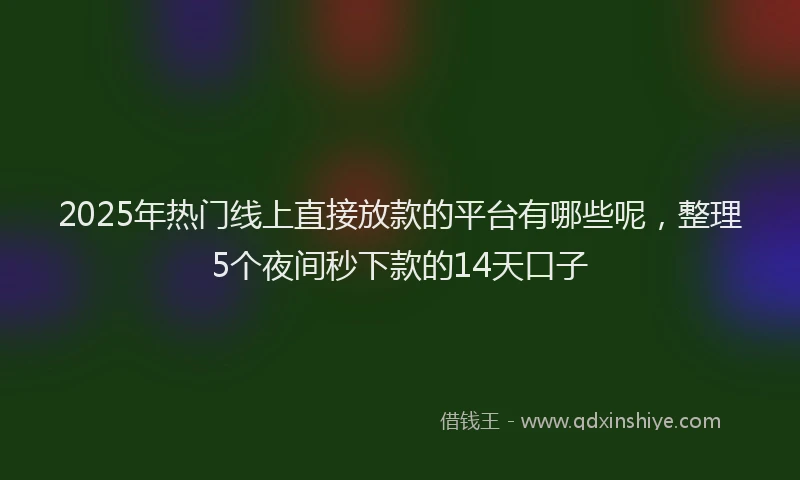 2025年热门线上直接放款的平台有哪些呢，整理5个夜间秒下款的14天口子
