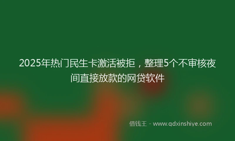 2025年热门民生卡激活被拒，整理5个不审核夜间直接放款的网贷软件