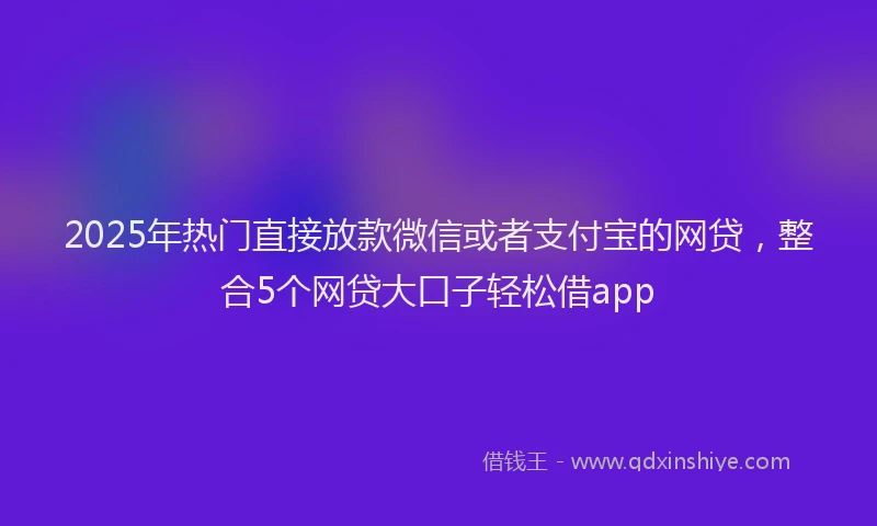 2025年热门直接放款微信或者支付宝的网贷，整合5个网贷大口子轻松借app