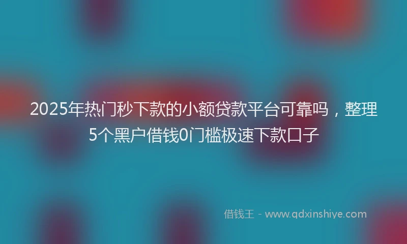 2025年热门秒下款的小额贷款平台可靠吗，整理5个黑户借钱0门槛极速下款口子