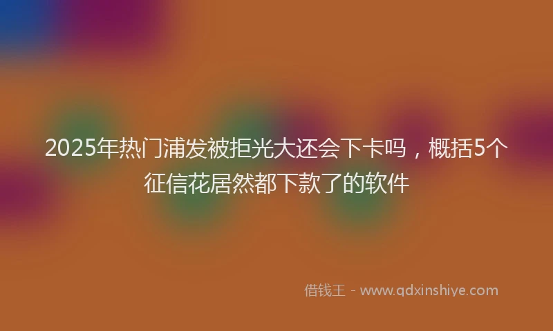 2025年热门浦发被拒光大还会下卡吗，概括5个征信花居然都下款了的软件
