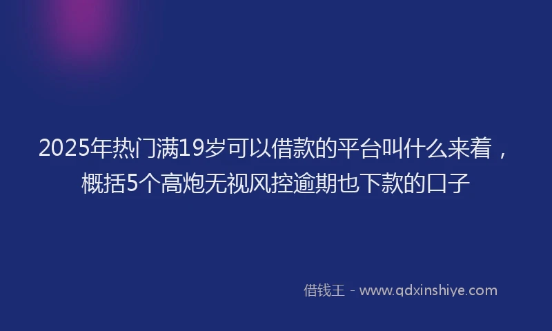 2025年热门满19岁可以借款的平台叫什么来着，概括5个高炮无视风控逾期也下款的口子