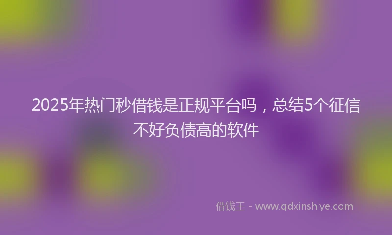 2025年热门秒借钱是正规平台吗，总结5个征信不好负债高的软件