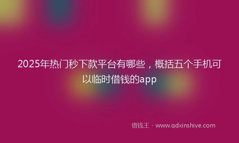 2025年热门秒下款平台有哪些，概括五个手机可以临时借钱的app