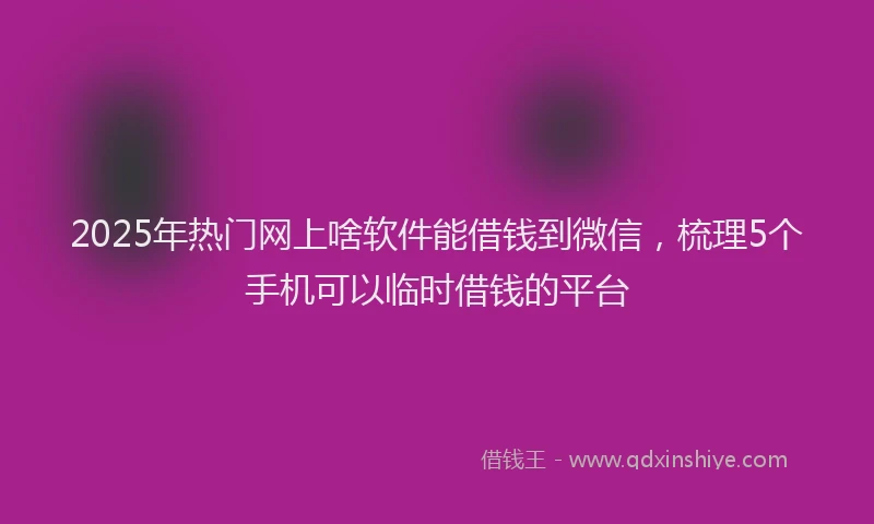 2025年热门网上啥软件能借钱到微信，梳理5个手机可以临时借钱的平台