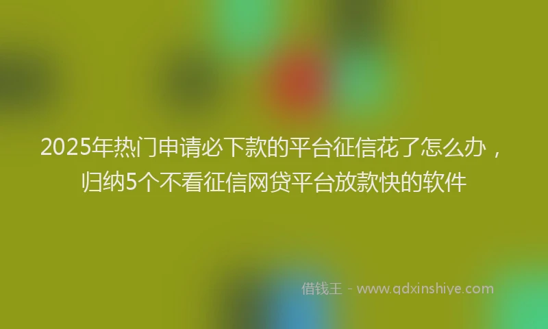 2025年热门申请必下款的平台征信花了怎么办，归纳5个不看征信网贷平台放款快的软件