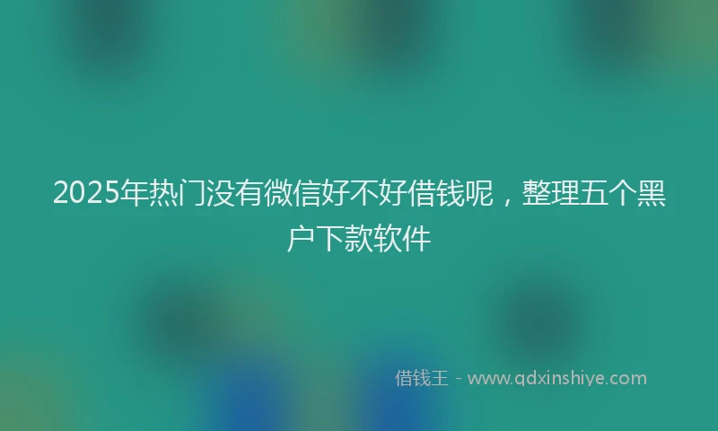 2025年热门没有微信好不好借钱呢，整理五个黑户下款软件