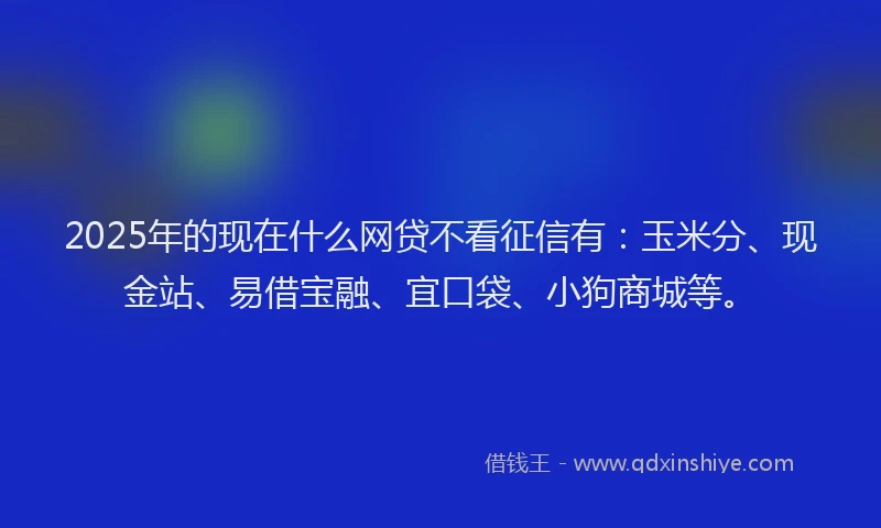 2025年的现在什么网贷不看征信有：玉米分、现金站、易借宝融、宜口袋、小狗商城等。