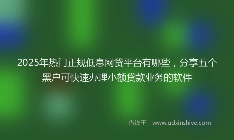 2025年热门正规低息网贷平台有哪些，分享五个黑户可快速办理小额贷款业务的软件