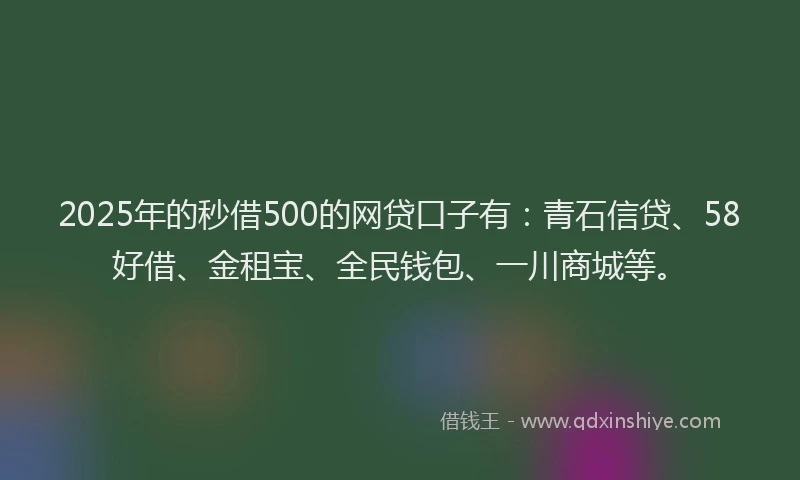 2025年的秒借500的网贷口子有：青石信贷、58好借、金租宝、全民钱包、一川商城等。