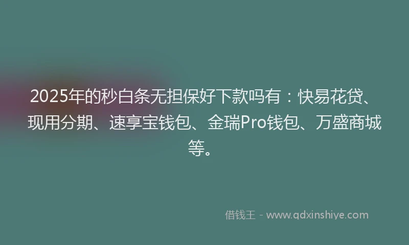 2025年的秒白条无担保好下款吗有：快易花贷、现用分期、速享宝钱包、金瑞Pro钱包、万盛商城等。
