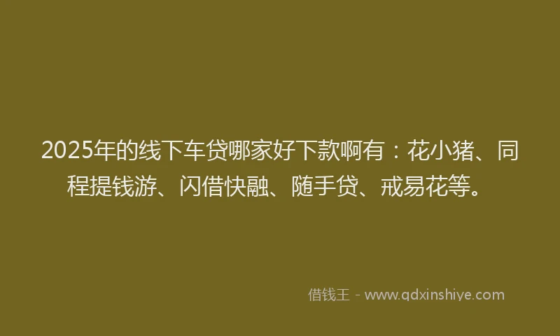 2025年的线下车贷哪家好下款啊有：花小猪、同程提钱游、闪借快融、随手贷、戒易花等。
