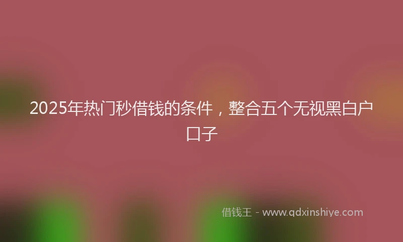 2025年热门秒借钱的条件，整合五个无视黑白户口子