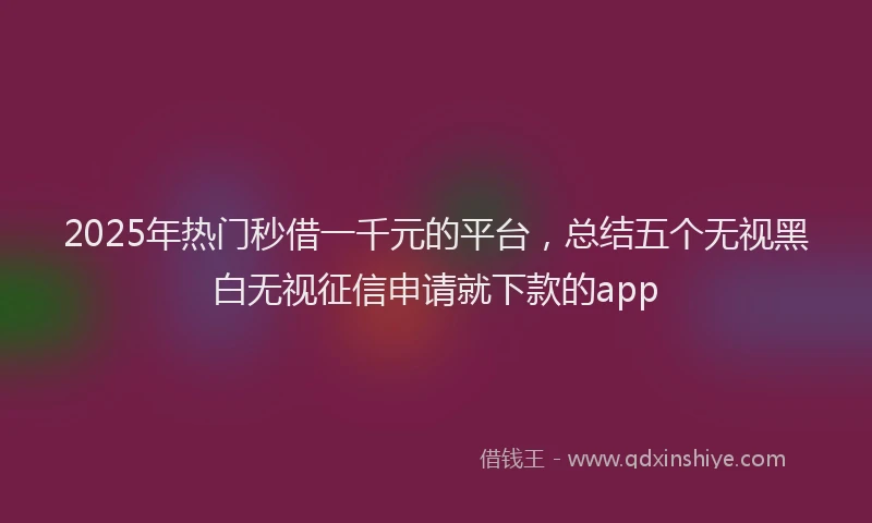 2025年热门秒借一千元的平台，总结五个无视黑白无视征信申请就下款的app