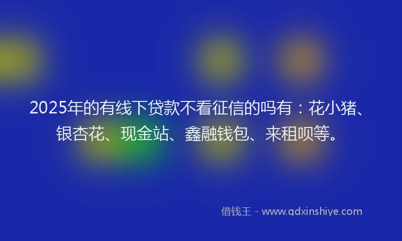 2025年的有线下贷款不看征信的吗有：花小猪、银杏花、现金站、鑫融钱包、来租呗等。