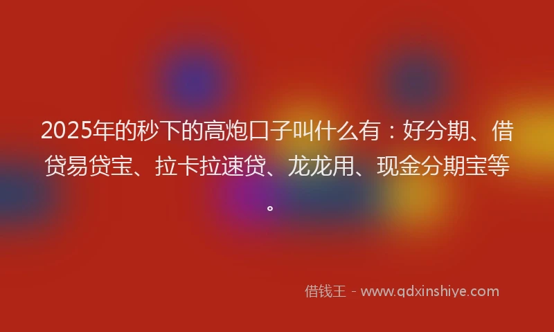 2025年的秒下的高炮口子叫什么有：好分期、借贷易贷宝、拉卡拉速贷、龙龙用、现金分期宝等。