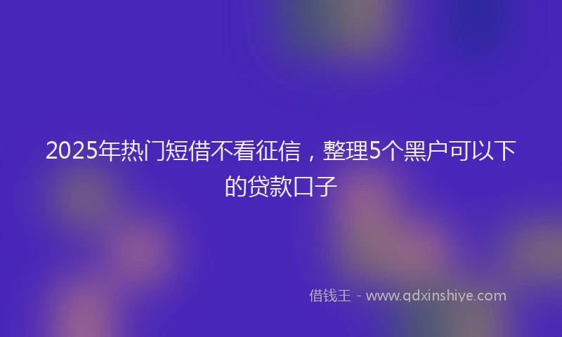 2025年热门短借不看征信，整理5个黑户可以下的贷款口子