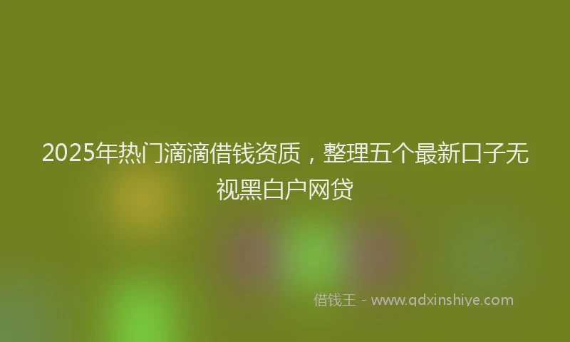2025年热门滴滴借钱资质，整理五个最新口子无视黑白户网贷