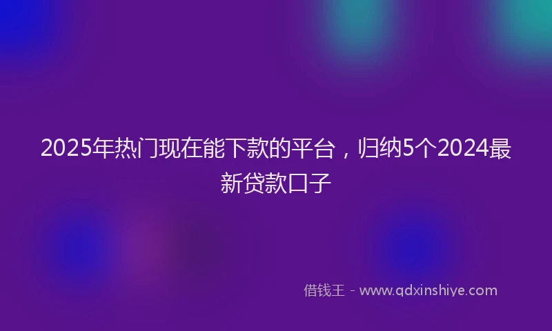 2025年热门现在能下款的平台，归纳5个2024最新贷款口子