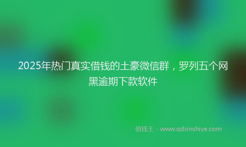 2025年热门真实借钱的土豪微信群，罗列五个网黑逾期下款软件