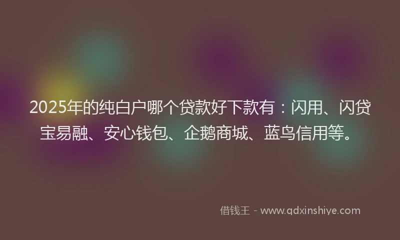 2025年的纯白户哪个贷款好下款有：闪用、闪贷宝易融、安心钱包、企鹅商城、蓝鸟信用等。
