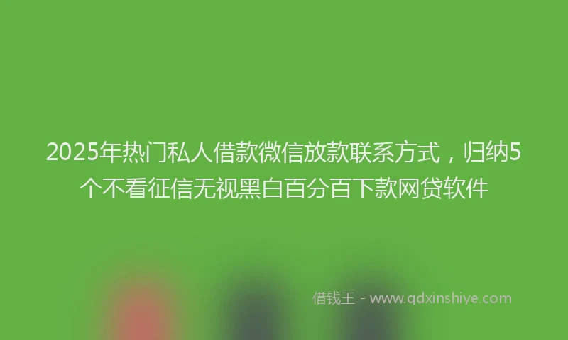 2025年热门私人借款微信放款联系方式，归纳5个不看征信无视黑白百分百下款网贷软件
