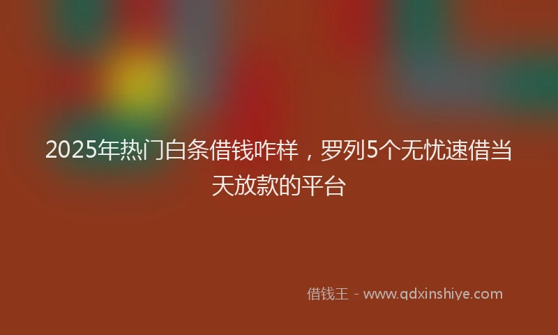 2025年热门白条借钱咋样，罗列5个无忧速借当天放款的平台