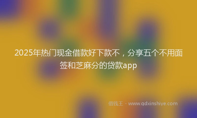 2025年热门现金借款好下款不，分享五个不用面签和芝麻分的贷款app