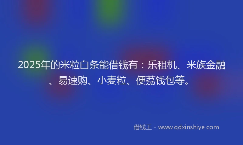 2025年的米粒白条能借钱有：乐租机、米族金融、易速购、小麦粒、便荔钱包等。