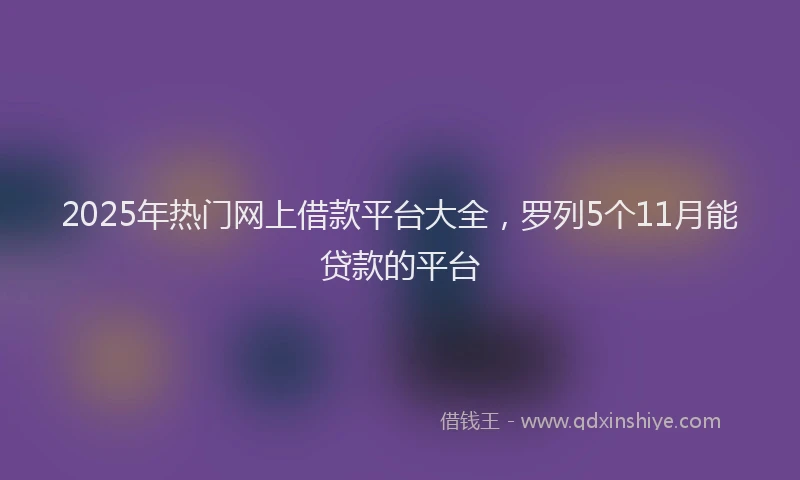 2025年热门网上借款平台大全，罗列5个11月能贷款的平台