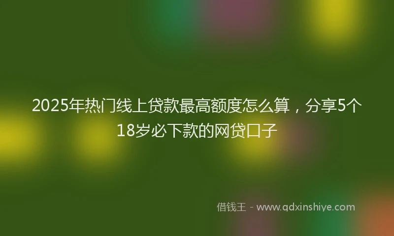 2025年热门线上贷款最高额度怎么算，分享5个18岁必下款的网贷口子