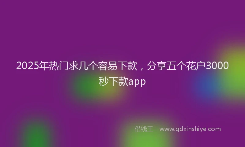 2025年热门求几个容易下款，分享五个花户3000秒下款app