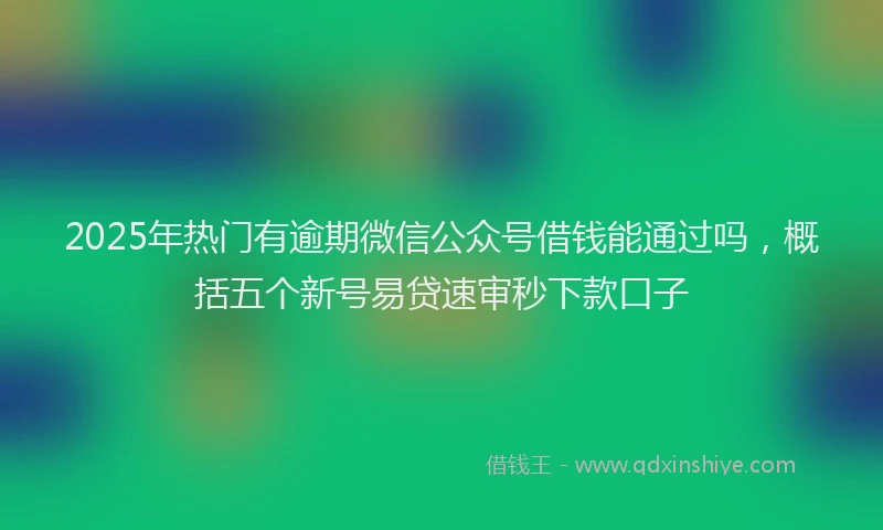 2025年热门有逾期微信公众号借钱能通过吗，概括五个新号易贷速审秒下款口子