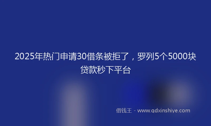 2025年热门申请30借条被拒了，罗列5个5000块贷款秒下平台
