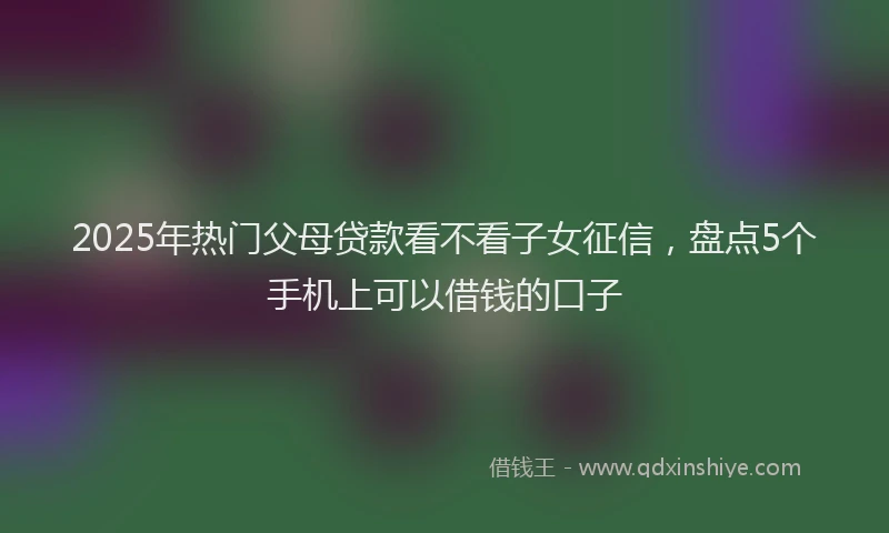 2025年热门父母贷款看不看子女征信，盘点5个手机上可以借钱的口子