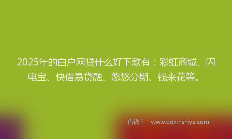 2025年的白户网贷什么好下款有：彩虹商城、闪电宝、快借易贷融、悠悠分期、钱来花等。