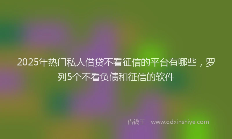 2025年热门私人借贷不看征信的平台有哪些，罗列5个不看负债和征信的软件