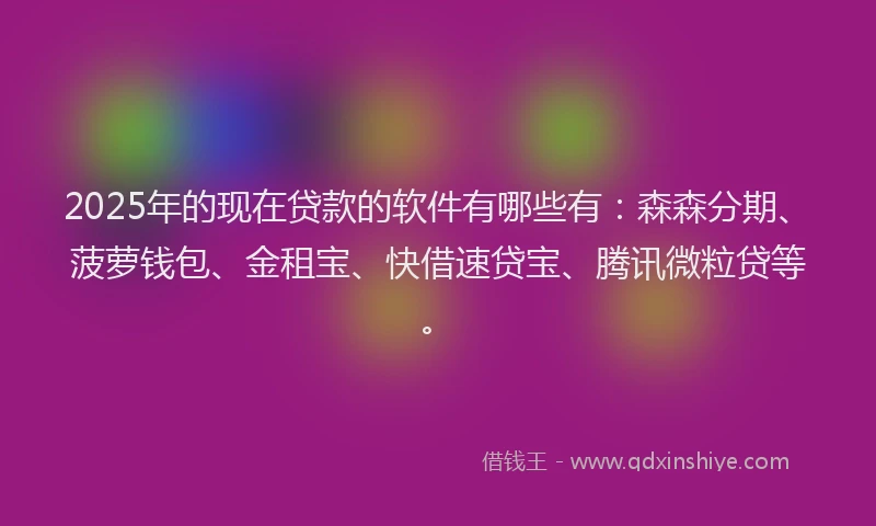 2025年的现在贷款的软件有哪些有：森森分期、菠萝钱包、金租宝、快借速贷宝、腾讯微粒贷等。