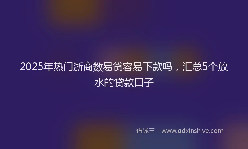 2025年热门浙商数易贷容易下款吗，汇总5个放水的贷款口子