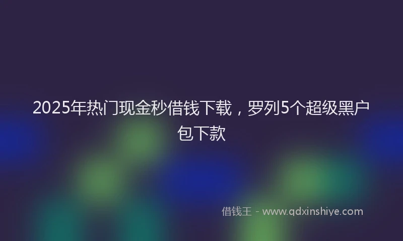 2025年热门现金秒借钱下载，罗列5个超级黑户包下款