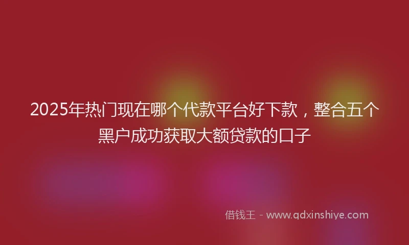 2025年热门现在哪个代款平台好下款，整合五个黑户成功获取大额贷款的口子