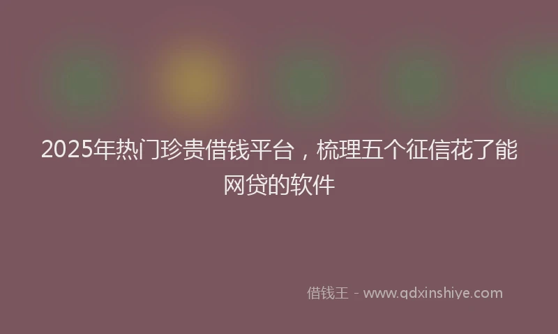2025年热门珍贵借钱平台，梳理五个征信花了能网贷的软件
