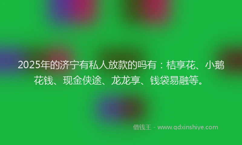 2025年的济宁有私人放款的吗有：桔享花、小鹅花钱、现金侠途、龙龙享、钱袋易融等。