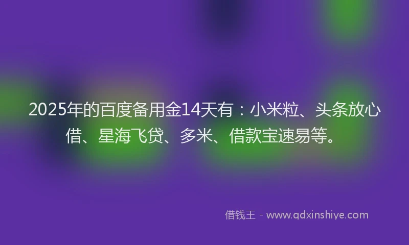 2025年的百度备用金14天有：小米粒、头条放心借、星海飞贷、多米、借款宝速易等。