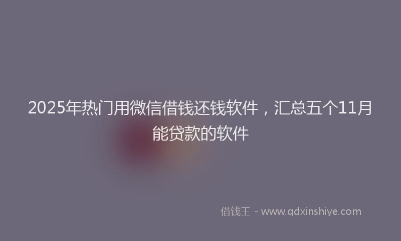 2025年热门用微信借钱还钱软件，汇总五个11月能贷款的软件