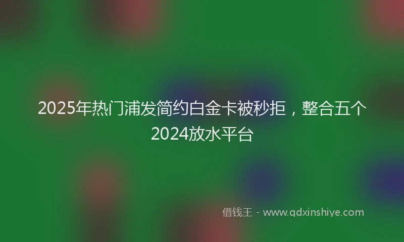 2025年热门浦发简约白金卡被秒拒，整合五个2024放水平台