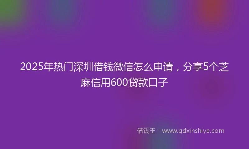2025年热门深圳借钱微信怎么申请，分享5个芝麻信用600贷款口子