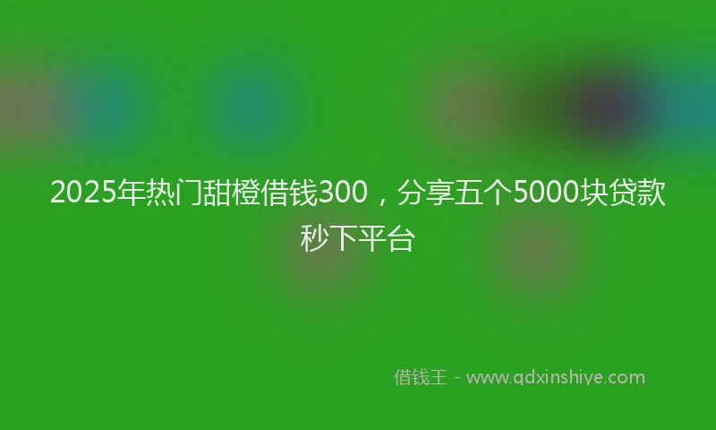 2025年热门甜橙借钱300，分享五个5000块贷款秒下平台