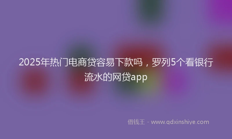 2025年热门电商贷容易下款吗，罗列5个看银行流水的网贷app