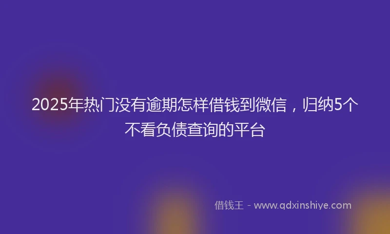 2025年热门没有逾期怎样借钱到微信，归纳5个不看负债查询的平台